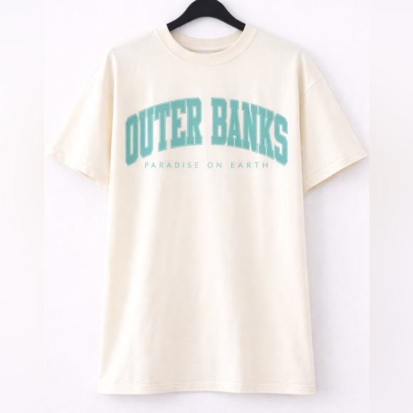Comfort Colors Tops - New Outer Banks “Paradise on Earth” Comfort Colors Ivory Shirt, M